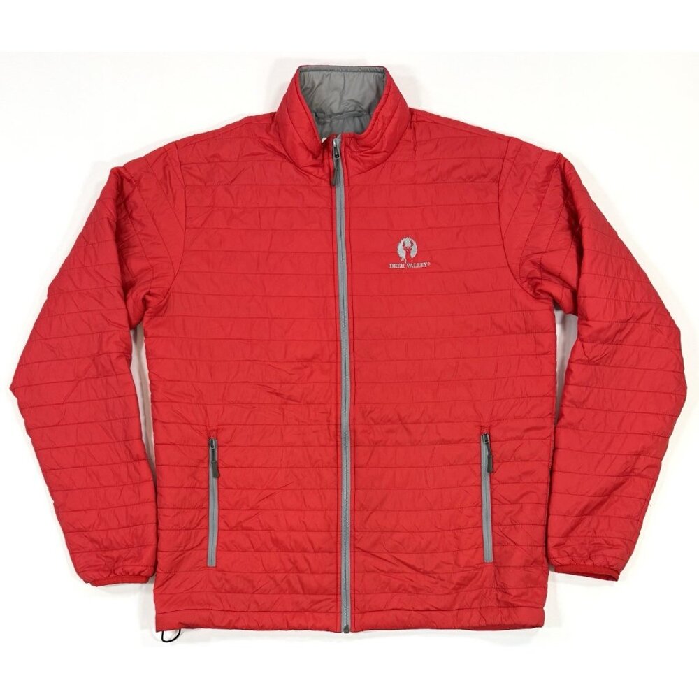Straight Down Mens Quilted Puffer Jacket Size Medium Red Deer Valley Golf Course